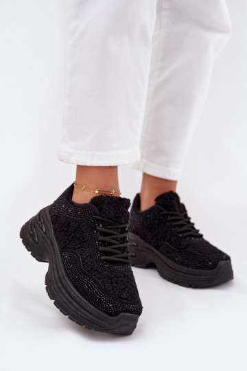 Sneakers tüüpi jalanõud Pealiste omad säravate kristallidega Ja karusnahk Typu Baranek msuud Zarika 2