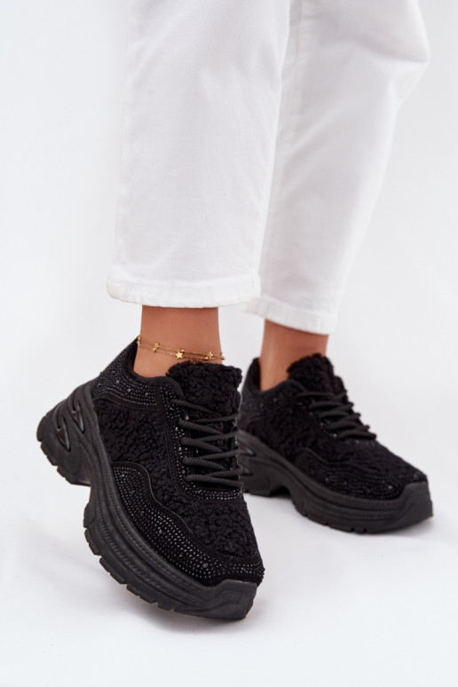 Sneakers tüüpi jalanõud Pealiste omad säravate kristallidega Ja karusnahk Typu Baranek msuud Zarika