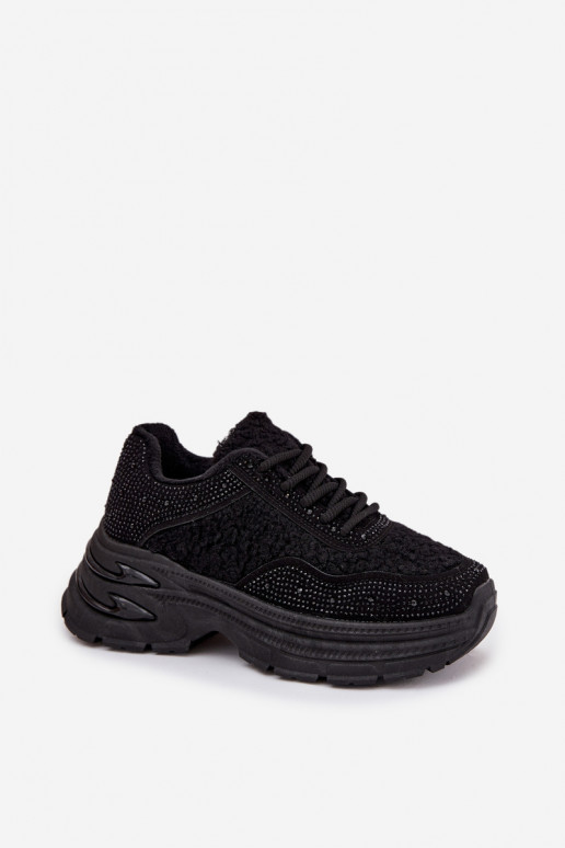 Sneakers tüüpi jalanõud Pealiste omad säravate kristallidega Ja karusnahk Typu Baranek msuud Zarika