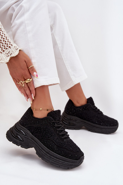 Sneakers tüüpi jalanõud Pealiste omad säravate kristallidega Ja karusnahk Typu Baranek msuud Zarika