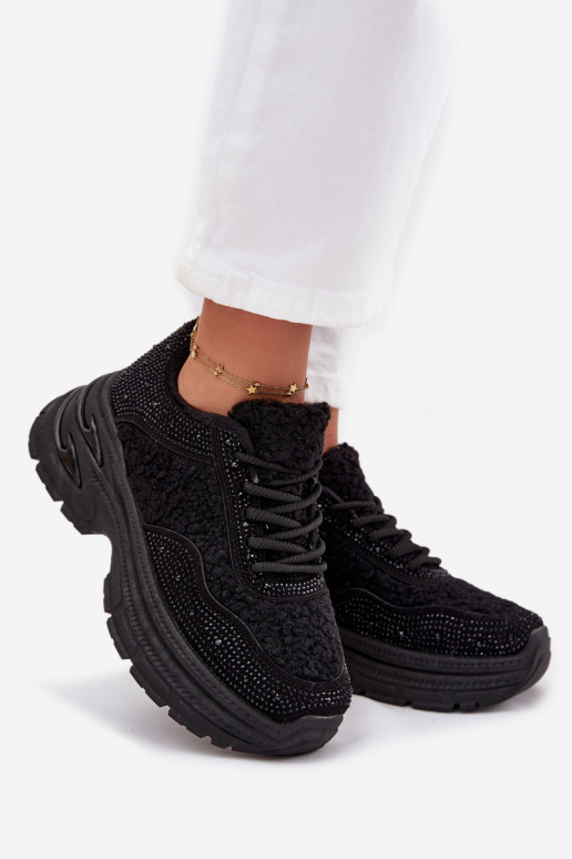 Sneakers tüüpi jalanõud Pealiste omad säravate kristallidega Ja karusnahk Typu Baranek msuud Zarika