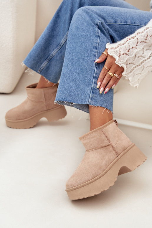 nööpidega lumesaapad Pealiste madalad Slip-on voodriga karusnahaga Khakivärvi Sellel onvelle