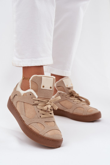 Sneakers tüüpi jalanõud Pealiste omad platvormiga voodriga karusnahaga beeži värvi Solvia 2