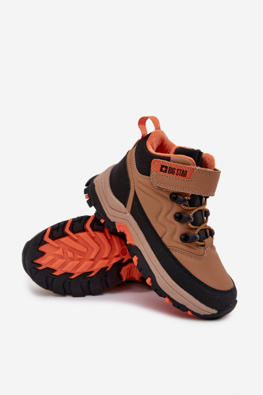 jalanõud nööpidega lumesaapad Laste jalanõud krõpsudega kinnitatav Big Star SS374012 pruunid värvi