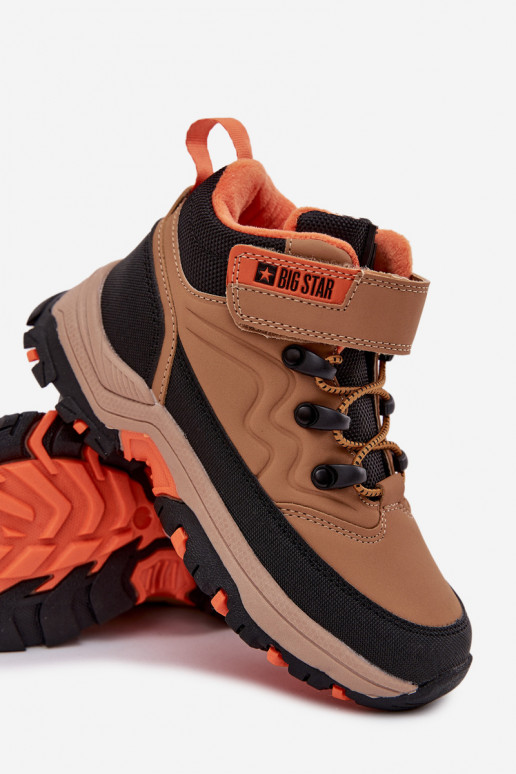 jalanõud nööpidega lumesaapad Laste jalanõud krõpsudega kinnitatav Big Star SS374012 pruunid värvi