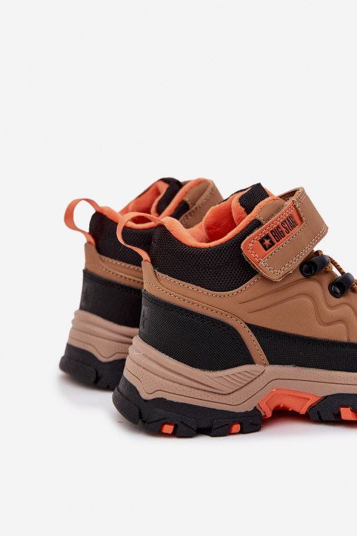 jalanõud nööpidega lumesaapad Laste jalanõud krõpsudega kinnitatav Big Star SS374012 pruunid värvi