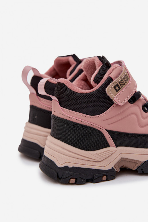 jalanõud nööpidega lumesaapad Laste jalanõud krõpsudega kinnitatav Big Star SS374011 Tumeroosad värvi