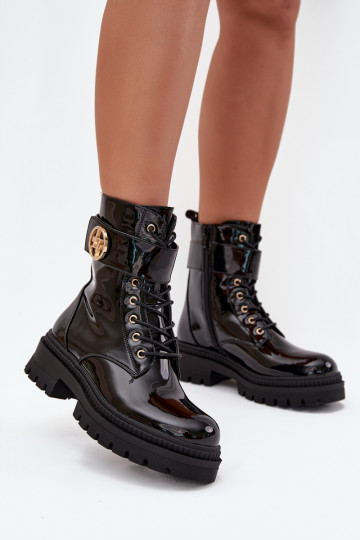 Laque saapad Pealiste omad Ze Kuldset värvim Detalem voodriga msuud Fiorena