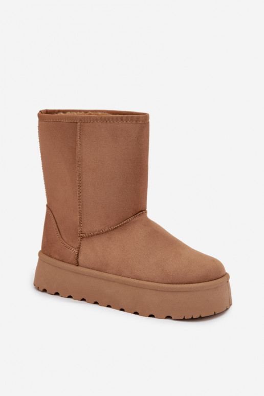 Pealiste omad nööpidega lumesaapad karusnahaga pruunid värvi Abrams