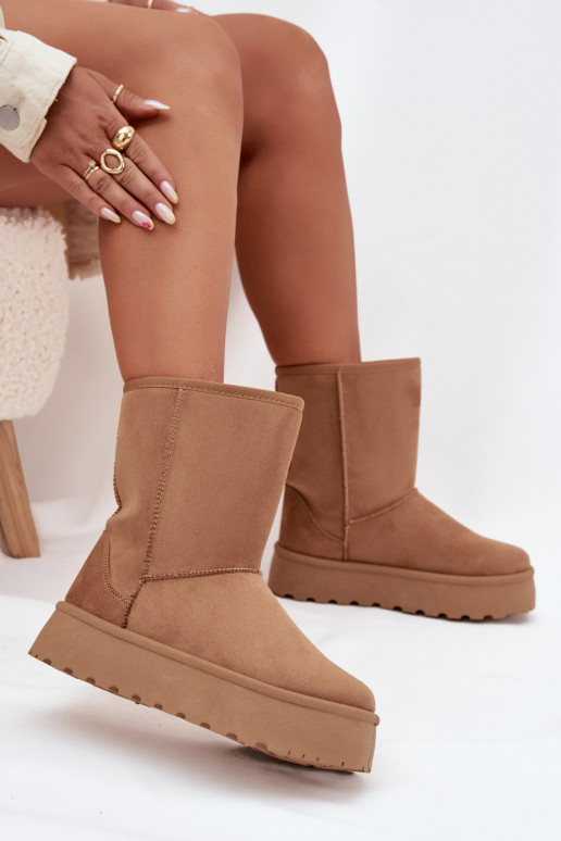 Pealiste omad nööpidega lumesaapad karusnahaga pruunid värvi Abrams