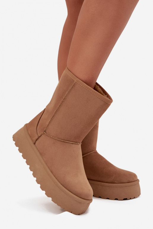 Pealiste omad nööpidega lumesaapad karusnahaga pruunid värvi Abrams