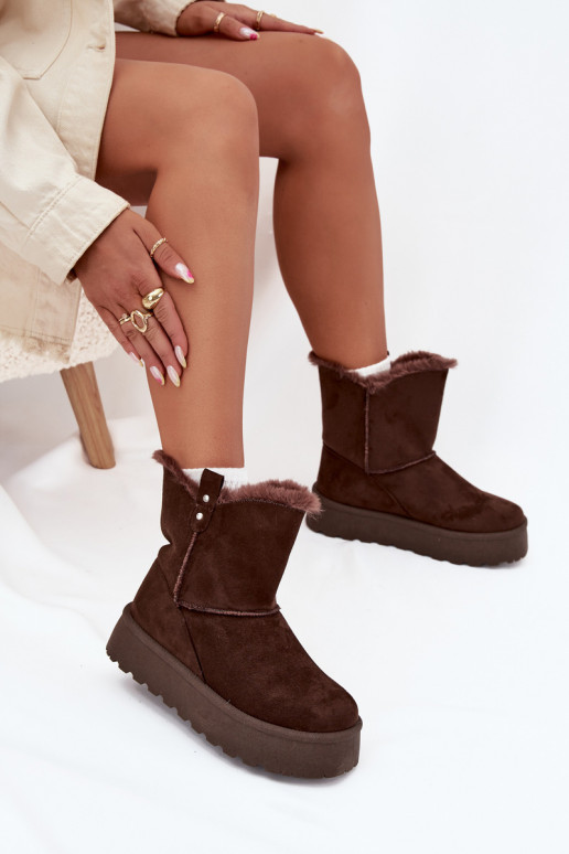 Pealiste omad nööpidega lumesaapad platvormiga karusnahaga Czekoladosissee Evelira