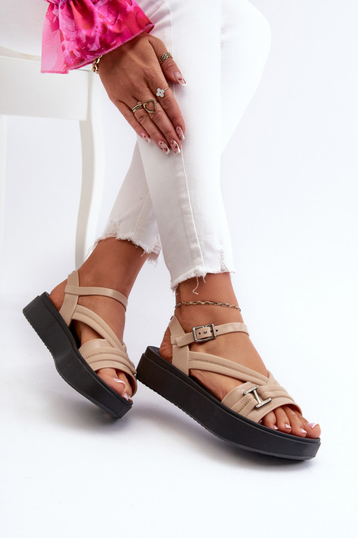 Lõhnav Pealistesandaalid platvormiga ZAXY LL285063 beeži värvi