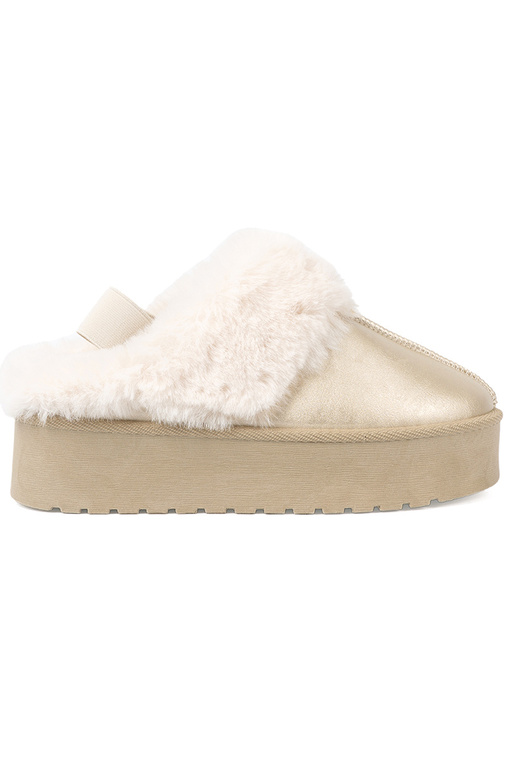 Kuldset värvi kingad a'la Pealiste lumesaapad z valge värvm karusnahk