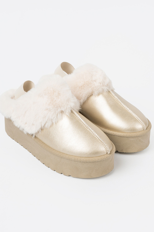 Kuldset värvi kingad a'la Pealiste lumesaapad z valge värvm karusnahk