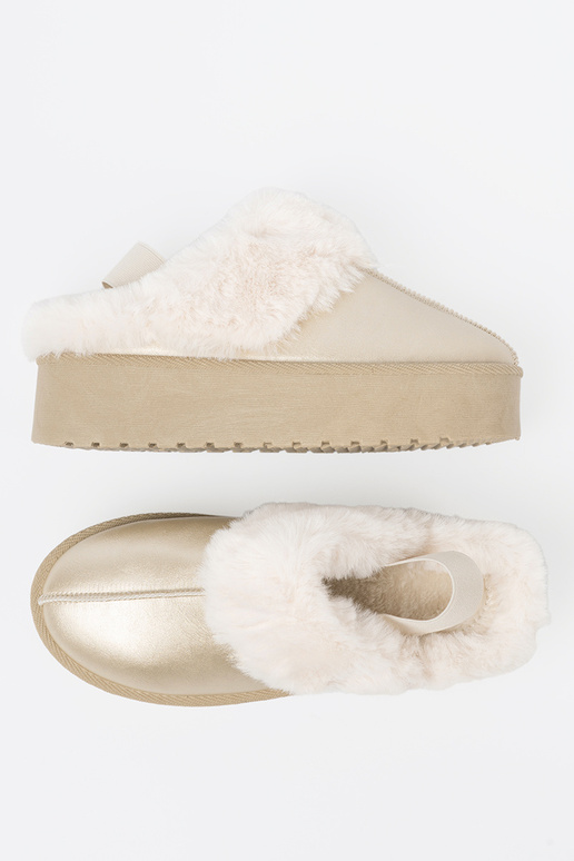 Kuldset värvi kingad a'la Pealiste lumesaapad z valge värvm karusnahk