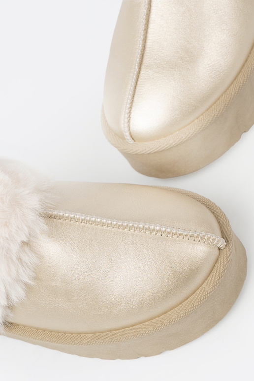 Kuldset värvi kingad a'la Pealiste lumesaapad z valge värvm karusnahk