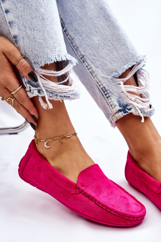 Seemisnahast mokassiinid Pealiste omad tumeroosad värvi Morreno