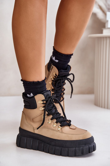 Pealiste omad voodriga Pealiste poolsaapad jalanõud platvormiga pruunid värvi Jelenia