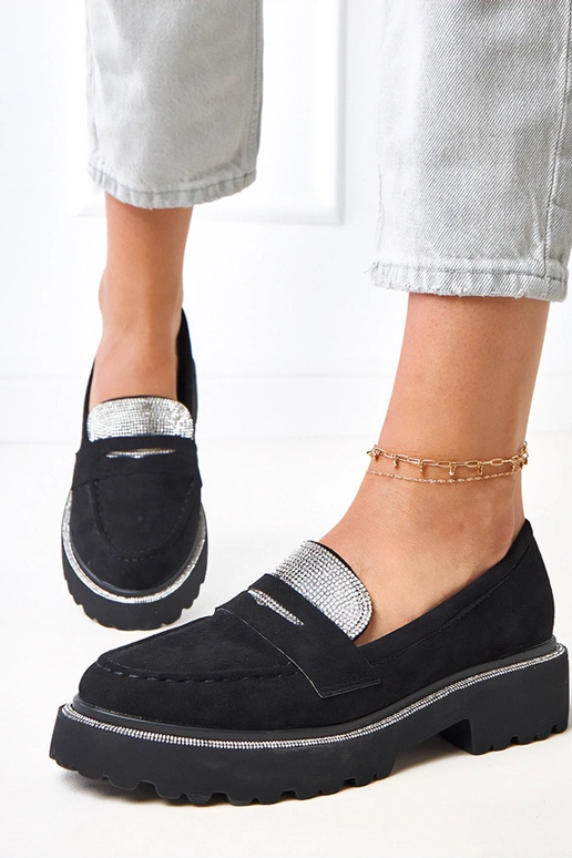 Mustad kunstnahast mokasiinid,...