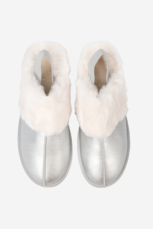 Hõbedat värvi Pealiste lumesaapad karusnahaga i platformą