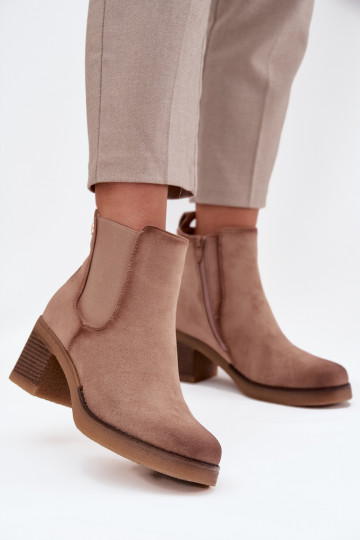 Beige stiilsed naiste soe saapad kontsadega Zelia 2