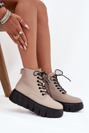 Beige soe nahast naiste saapad platvormiga Vinceza 66803