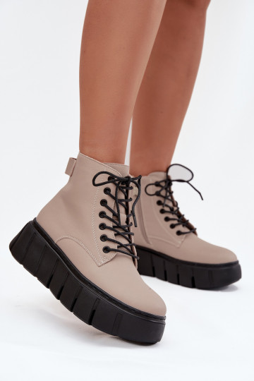 Beige soe nahast naiste saapad platvormiga Vinceza 66803 2