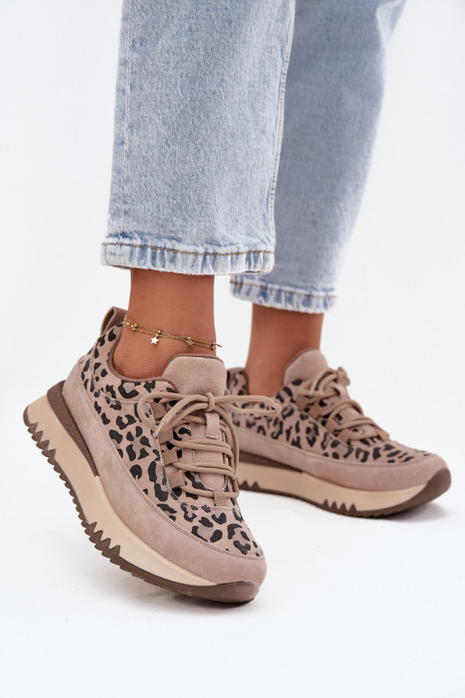 seemisnakhsed voodriga Sneakers tüüpi jalanõud Pealiste omad platvormiga Vinceza 66836 leopardimustriga beeži värvi seemisnakhsed voodriga Sneakers tüüpi jalanõud Pealiste omad platvormiga Vinceza 66836 leopardimustriga beeži värvi
