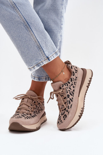seemisnakhsed voodriga Sneakers tüüpi jalanõud Pealiste omad platvormiga Vinceza 66836 leopardimustriga beeži värvi 2