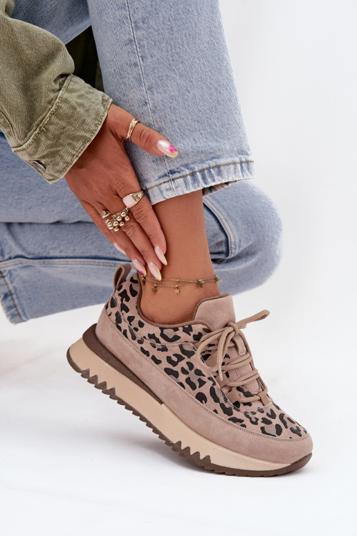 seemisnakhsed voodriga Sneakers tüüpi jalanõud Pealiste omad platvormiga Vinceza 66836 leopardimustriga beeži värvi seemisnakhsed voodriga Sneakers tüüpi jalanõud Pealiste omad platvormiga Vinceza 66836 leopardimustriga beeži värvi