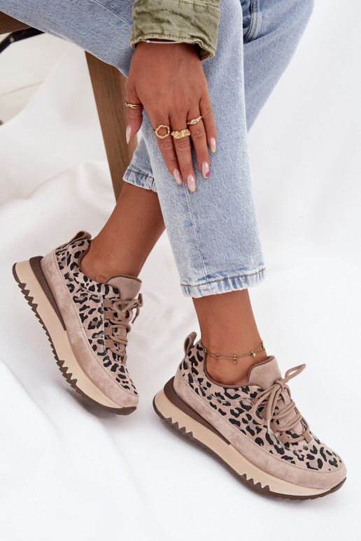 seemisnakhsed voodriga Sneakers tüüpi jalanõud Pealiste omad platvormiga Vinceza 66836 leopardimustriga beeži värvi seemisnakhsed voodriga Sneakers tüüpi jalanõud Pealiste omad platvormiga Vinceza 66836 leopardimustriga beeži värvi