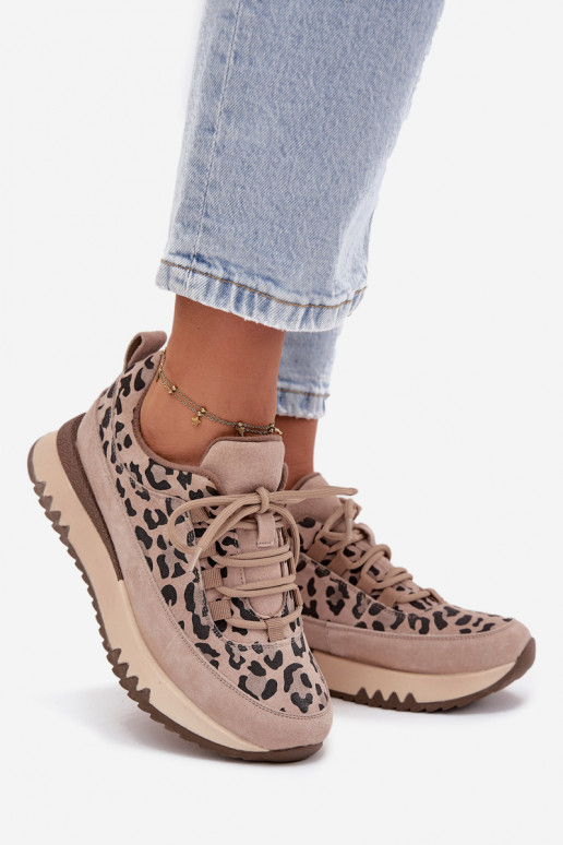 seemisnakhsed voodriga Sneakers tüüpi jalanõud Pealiste omad platvormiga Vinceza 66836 leopardimustriga beeži värvi seemisnakhsed voodriga Sneakers tüüpi jalanõud Pealiste omad platvormiga Vinceza 66836 leopardimustriga beeži värvi
