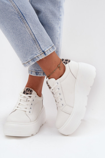 Pealhk Sneakers tüüpi jalanõud Pealiste omad platvormiga leopardimustriga Vinceza 89144 valget värvi