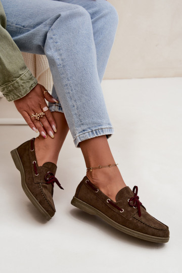 jalatsid naiste mokassiinid saapad koos stiilsete detailidega khakivärvi Calivra