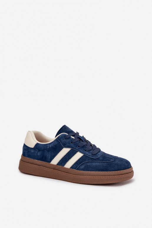 Sneakers tüüpi jalanõud Pealiste omad seemisnakhsed platvormiga tumesinist värvi Sylviona Sneakers tüüpi jalanõud Pealiste omad seemisnakhsed platvormiga tumesinist värvi Sylviona
