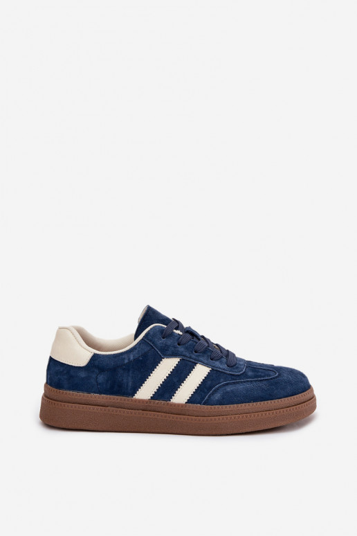 Sneakers tüüpi jalanõud Pealiste omad seemisnakhsed platvormiga tumesinist värvi Sylviona Sneakers tüüpi jalanõud Pealiste omad seemisnakhsed platvormiga tumesinist värvi Sylviona