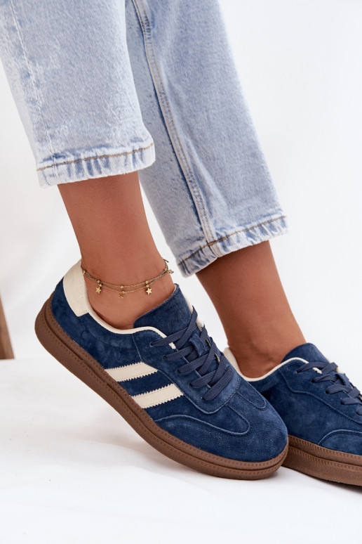 Sneakers tüüpi jalanõud Pealiste omad seemisnakhsed platvormiga tumesinist värvi Sylviona Sneakers tüüpi jalanõud Pealiste omad seemisnakhsed platvormiga tumesinist värvi Sylviona
