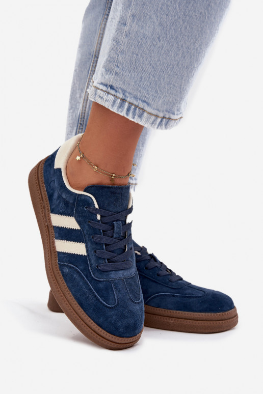 Sneakers tüüpi jalanõud Pealiste omad seemisnakhsed platvormiga tumesinist värvi Sylviona Sneakers tüüpi jalanõud Pealiste omad seemisnakhsed platvormiga tumesinist värvi Sylviona