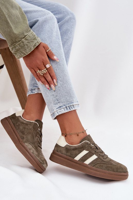 Sneakers tüüpi jalanõud Pealiste omad seemisnakhsed platvormiga khakivärvi Sylviona Sneakers tüüpi jalanõud Pealiste omad seemisnakhsed platvormiga khakivärvi Sylviona