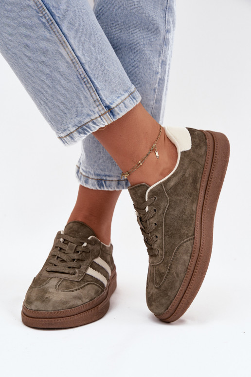 Sneakers tüüpi jalanõud Pealiste omad seemisnakhsed platvormiga khakivärvi Sylviona Sneakers tüüpi jalanõud Pealiste omad seemisnakhsed platvormiga khakivärvi Sylviona