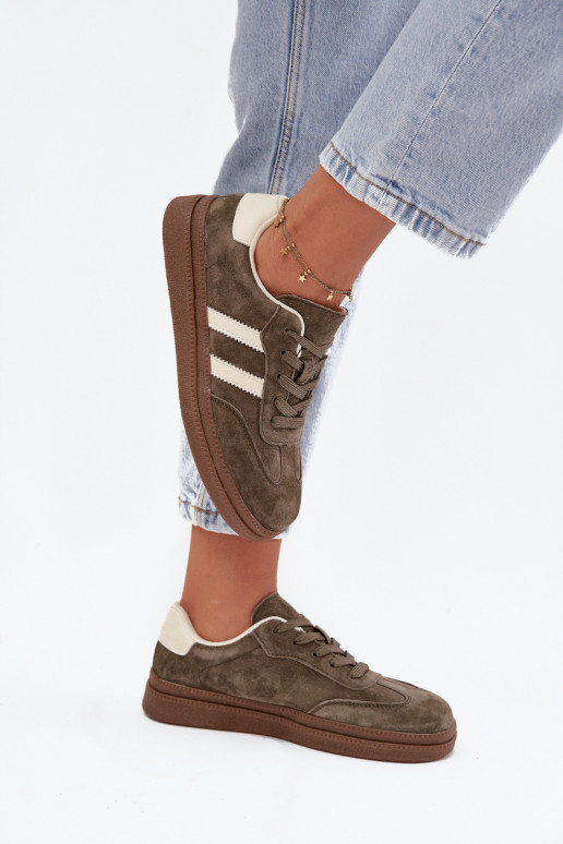 Sneakers tüüpi jalanõud Pealiste omad seemisnakhsed platvormiga khakivärvi Sylviona Sneakers tüüpi jalanõud Pealiste omad seemisnakhsed platvormiga khakivärvi Sylviona