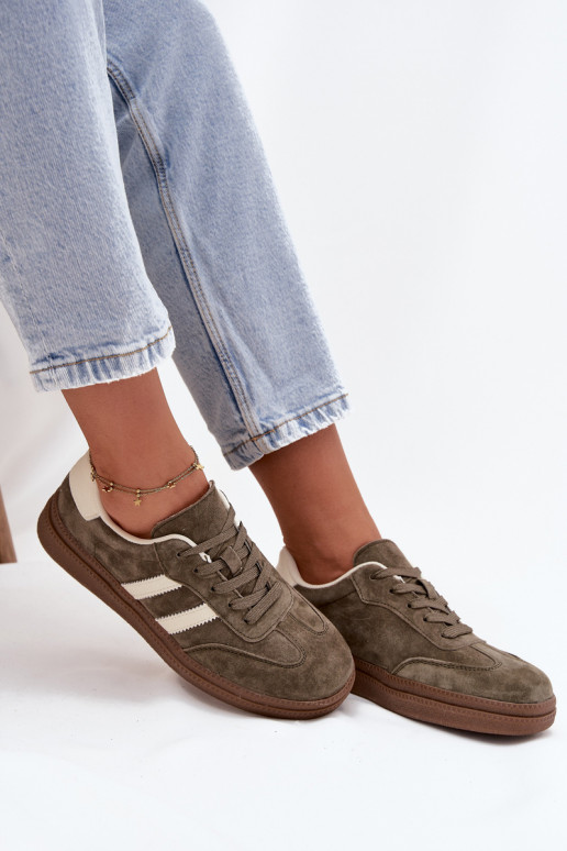 Sneakers tüüpi jalanõud Pealiste omad seemisnakhsed platvormiga khakivärvi Sylviona Sneakers tüüpi jalanõud Pealiste omad seemisnakhsed platvormiga khakivärvi Sylviona