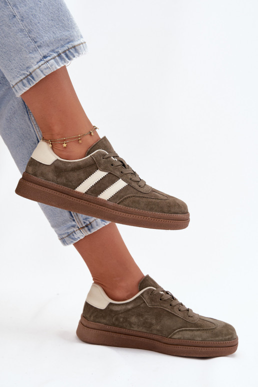 Sneakers tüüpi jalanõud Pealiste omad seemisnakhsed platvormiga khakivärvi Sylviona Sneakers tüüpi jalanõud Pealiste omad seemisnakhsed platvormiga khakivärvi Sylviona