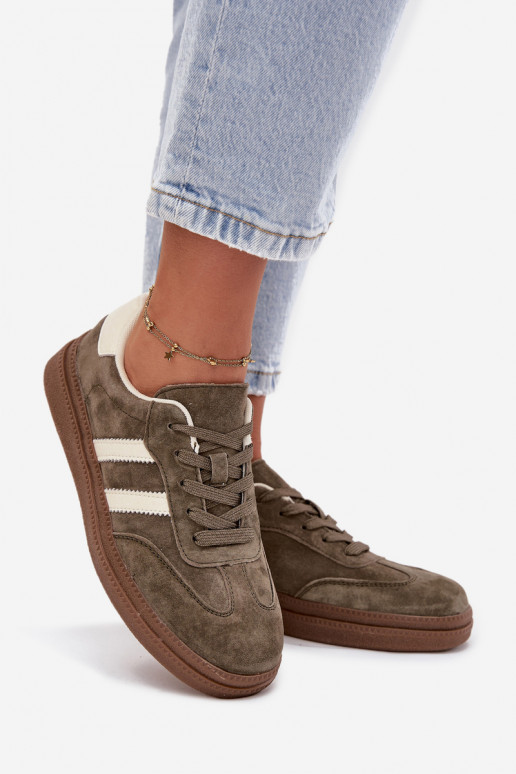 Sneakers tüüpi jalanõud Pealiste omad seemisnakhsed platvormiga khakivärvi Sylviona Sneakers tüüpi jalanõud Pealiste omad seemisnakhsed platvormiga khakivärvi Sylviona