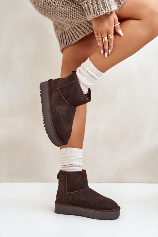 Pealhk seemisnakhsed nööpidega lumesaapad platvormiga Kuubiku jaoks pruunid värvi Rianaella