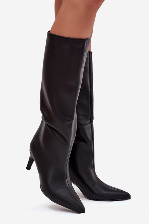 naiste pika säärega saapad Slip-on voodriga kõrge jämeda kontsaga msuud Olivienne naiste pika säärega saapad Slip-on voodriga kõrge jämeda kontsaga msuud Olivienne