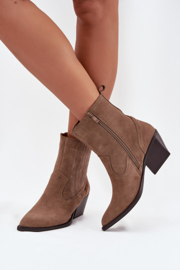 Naine sametised cowboy-stiilis kingad kontsaga, soojustatud, khaki Dylira 2
