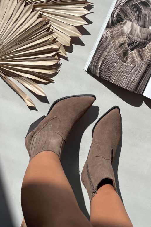 Naine sametised cowboy-stiilis kingad kontsaga, soojustatud, khaki Dylira