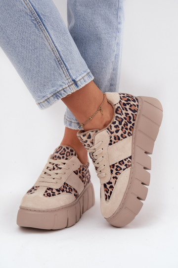 seemisnakhsed voodriga Sneakers tüüpi jalanõud Pealiste omad platvormiga Vinceza 66841 leopardimustriga beeži värvi 2